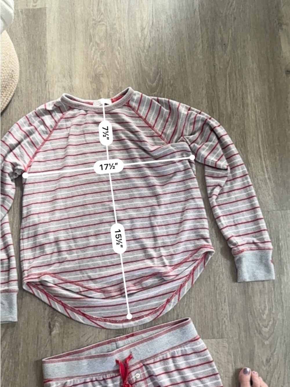 PJ Salvage Gray and Red Striped Women’s Pajama Set - Picture 5 of 8
